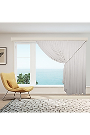 GÜMÜŞ GRİ TÜL PERDE - TEK KANAT HALATLI  TÜL PERDE