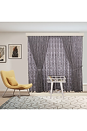 GRİ ÖRME TÜL ve FON TAKIM PERDE