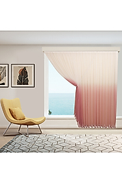 PEMBE DEGRADE TÜL PERDE TEK KANAT HALATLI