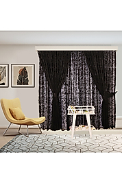 SİYAH ÖRME TÜL ve FON TAKIM PERDE