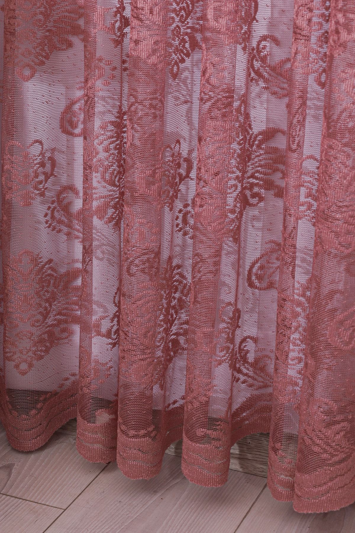 PEMBE ÖRME TÜL ve FON TAKIM PERDE