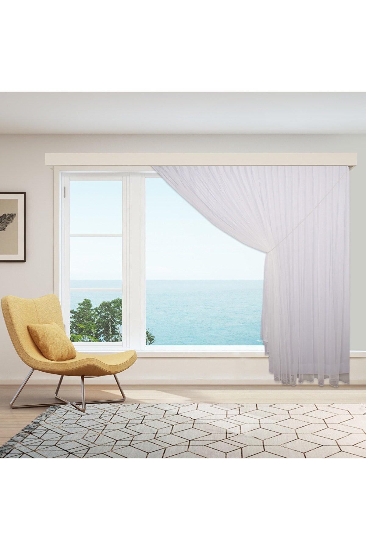 KETEN TÜL PERDE - TEK KANAT HALATLI  TÜL PERDE