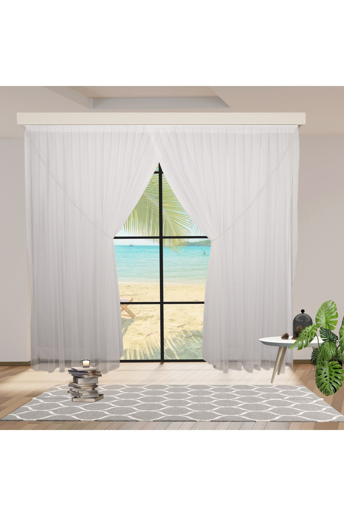 KETEN TÜL PERDE - HALATLI KRUVAZE  TÜL PERDE 1-2 Seyrek Pile-550