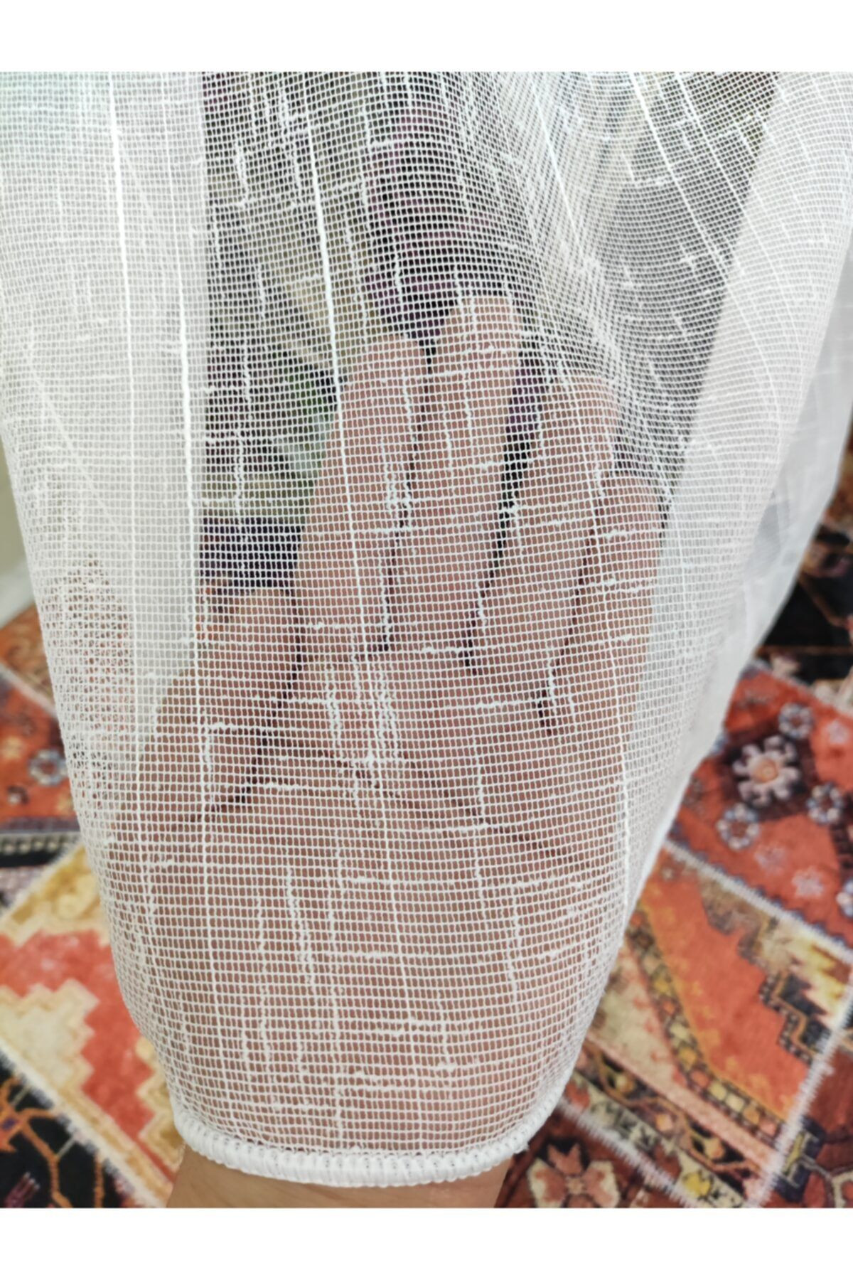 KETEN TÜL PERDE - HALATLI KRUVAZE PÜSKÜLLÜ TÜL PERDE 1-3 Sık Pile-200