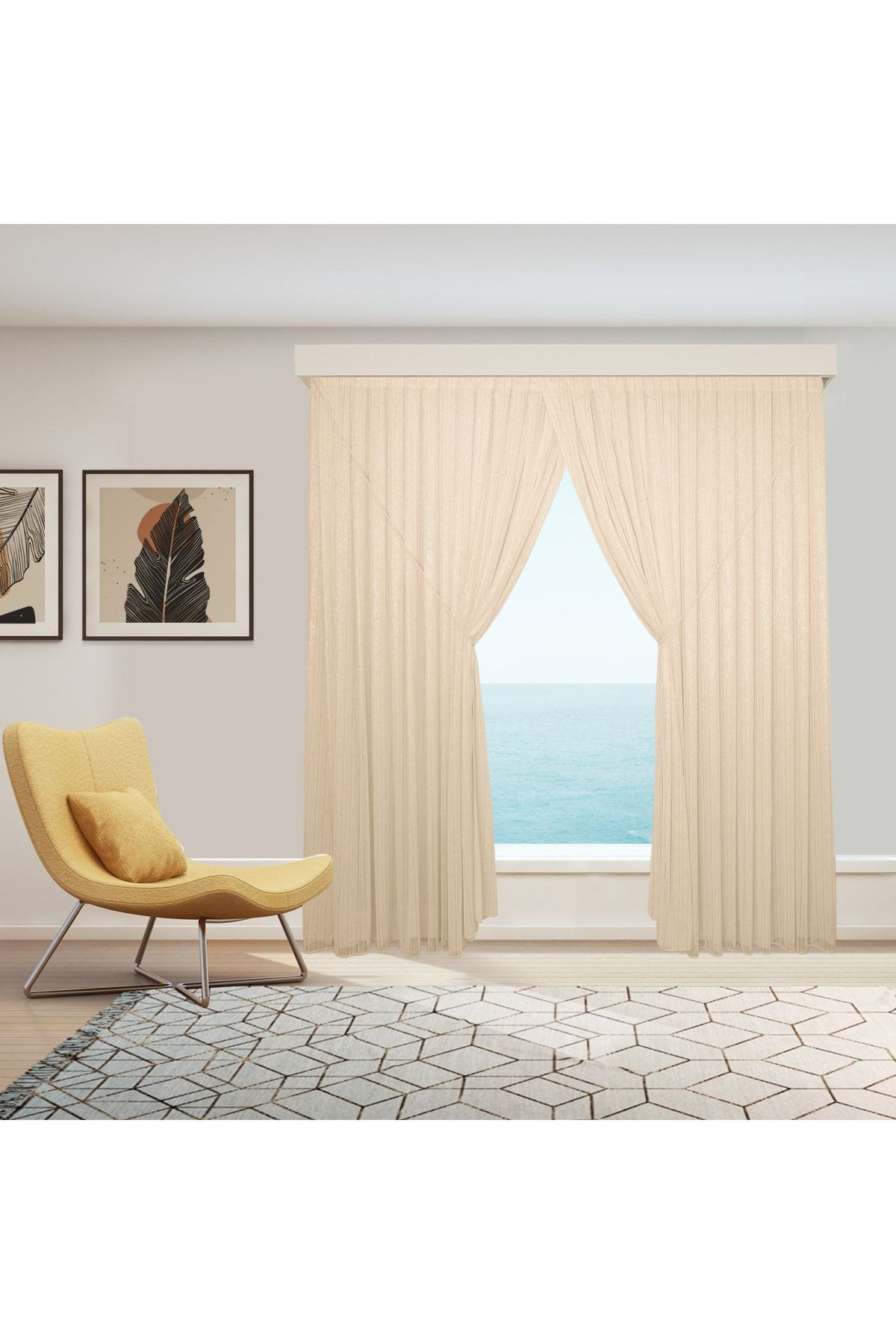 ALTIN GOLD TÜL PERDE - HALATLI KRUVAZE  TÜL PERDE