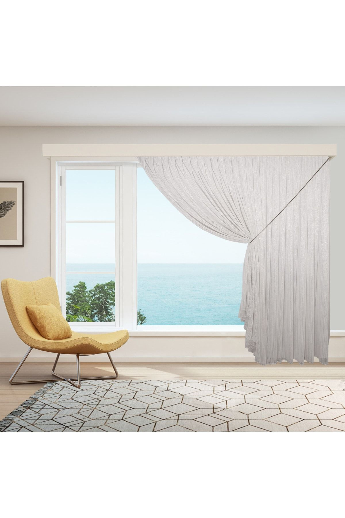 GÜMÜŞ GRİ TÜL PERDE - TEK KANAT HALATLI  TÜL PERDE