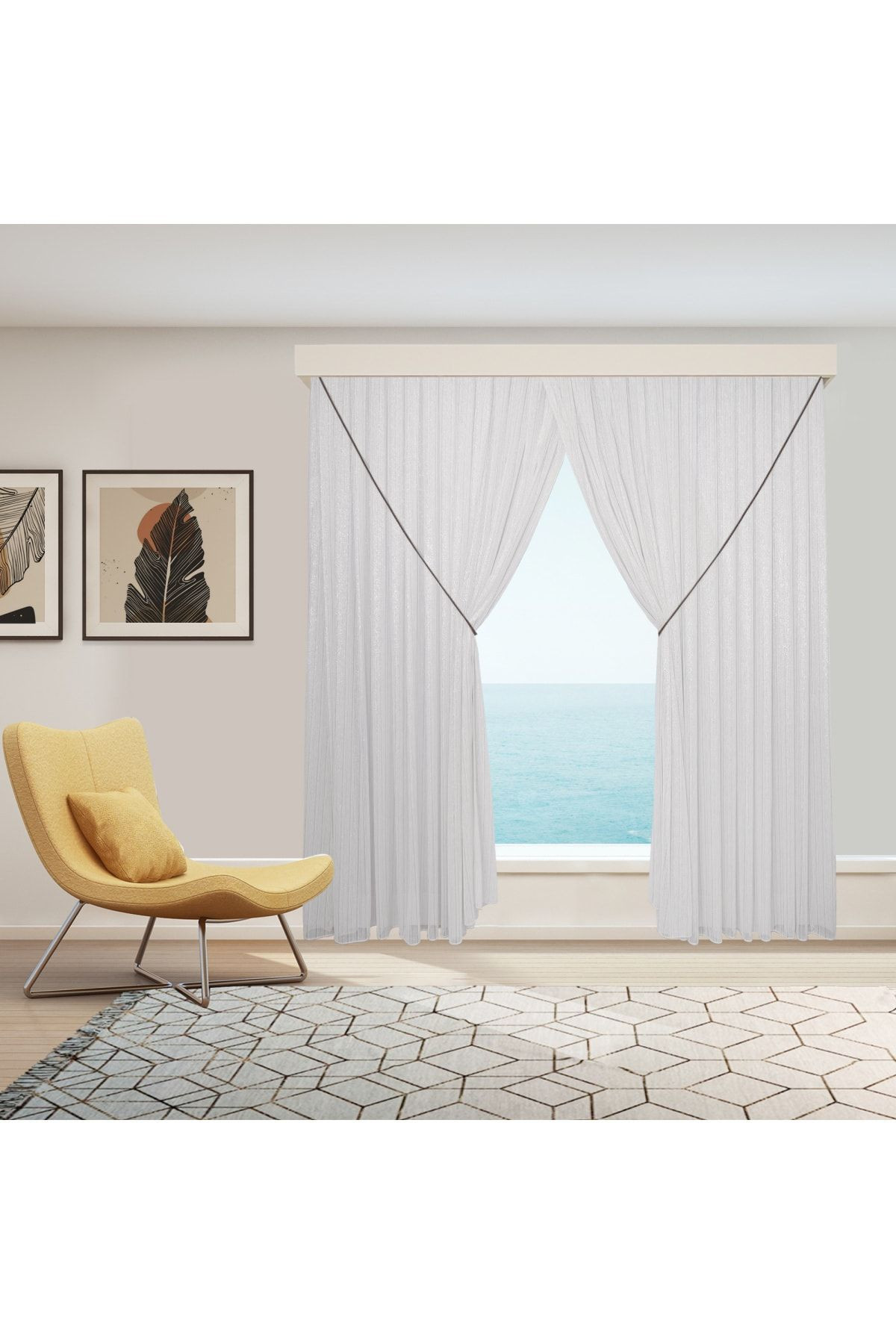 GÜMÜŞ GRİ TÜL PERDE - HALATLI KRUVAZE  TÜL PERDE